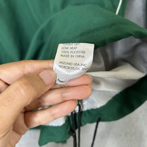 Mizuno Track Jacket Mens XL Green Running 1/4 Zip Lined Pockets Vented Back - Picture 13 of 16